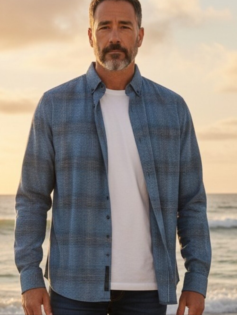 Tommy Bahama Mens Large Blue Pima Cotton Button Down Pocket Shirt Plaid